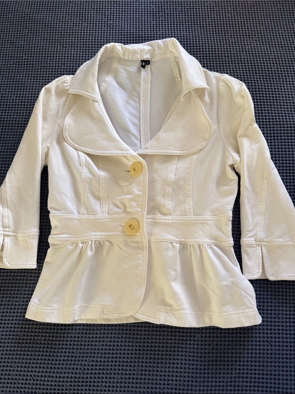 ambition Cream Peplum Button Blazer